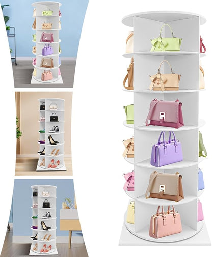 6 Tiers Rotating Shoe Rack Tower, 360° Spinning Shoe Display Stand 24 Pairs Bag - Image 3