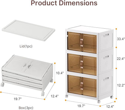 Stackable Storage Bins with Lids, Large Collapsible Storage Bins with Wheels - Image 2