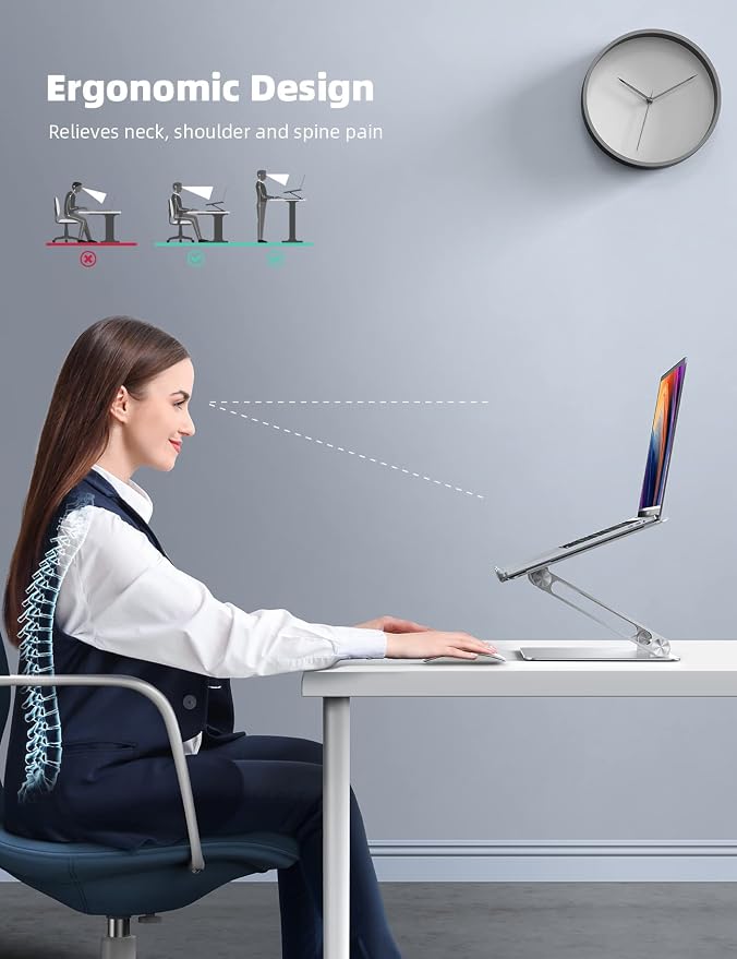 Lamicall Adjustable Laptop Stand, Portable Laptop Riser, Aluminum Laptop Stand - Image 2