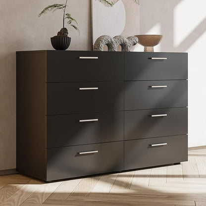 Karl home 8 Drawer Dresser, Wood Black Vanity Drawer Cabinet, Bedroom Storage by Karlhome