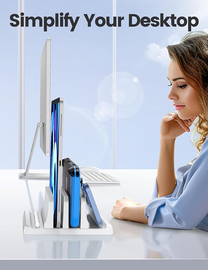 Vaydeer Vertical Laptop Stand for Desk, Dual Slots Plastic Laptop Holder - Image 6