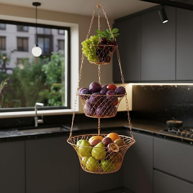 Hanging Fruit Basket – 3 Tier Hanging Baskets - Image 5