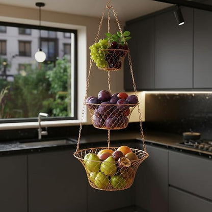 Hanging Fruit Basket – 3 Tier Hanging Baskets - Image 5