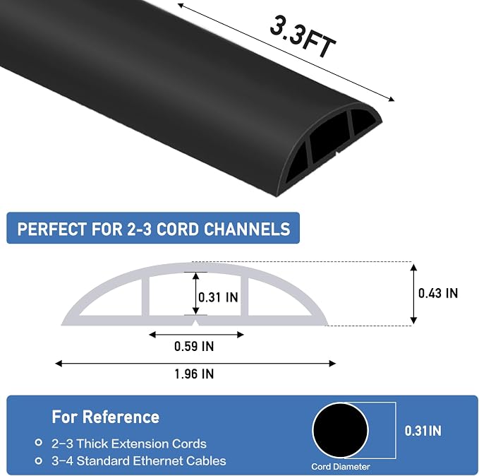 Floor Cord Cover Self Adhesive Cord Hider Floor Extension Cord Covers - Image 2