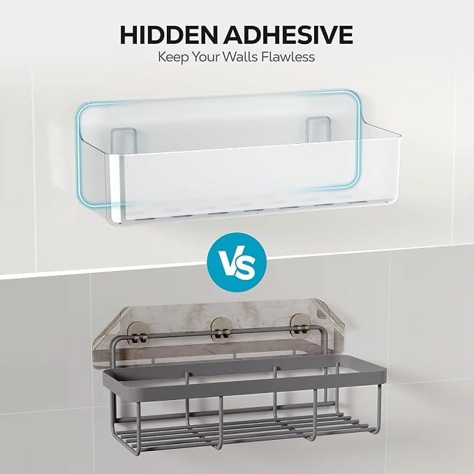 Nieifi Adhesive Shower Shelves, 2 Pieces | Rustproof ABS, Large Capacity - Image 6