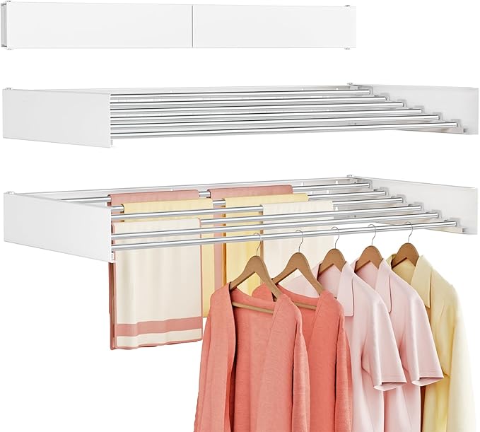 Wall Mounted Clothes Drying Rack Folding Indoor, Foldable Laundry Drying Rack by Vasunray