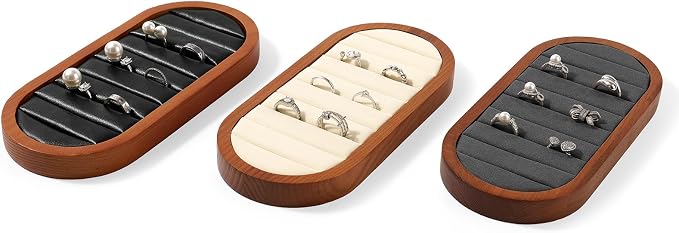 Small Jewelry Rings Display Tray Solid Wood Jewelry Display Organizer Tray - Image 4