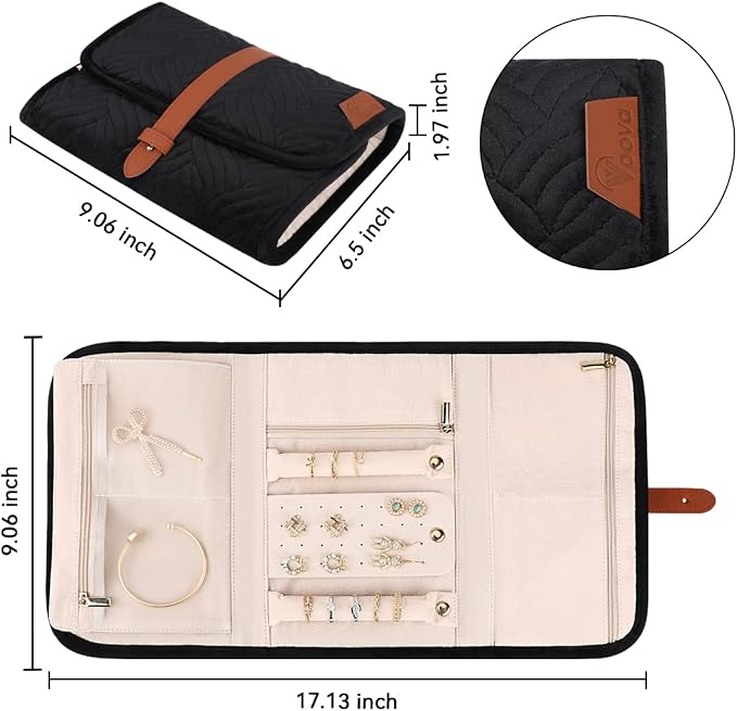Voova Travel Jewelry Holder Organizer Case, Large Jewelry Storage Bag - Image 6