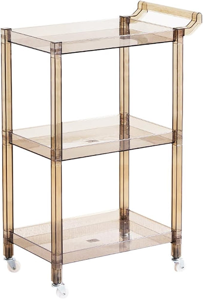 Acrylic Utility Rolling Cart, 3-Tier Clear Acrylic Storage Cart by Dachsy
