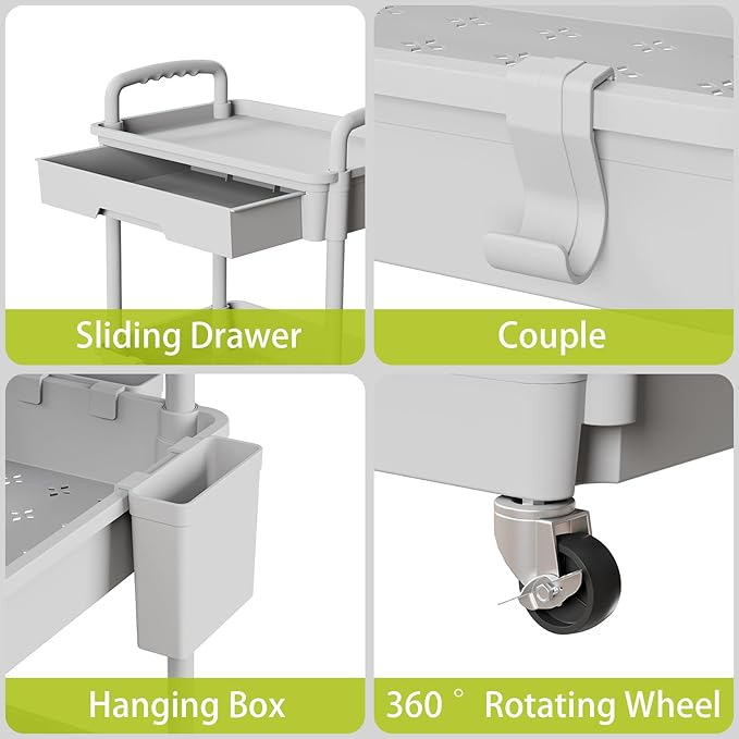 Sorgion 5 Tier Rolling Cart Organizer, Bathroom Cart Organizers - Image 4