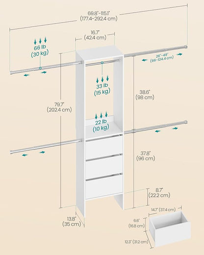 SONGMICS Closet System, Customizable Walk-In Closet Organizer System - Image 4
