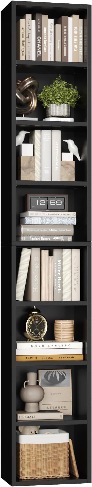 FOTOSOK Bookshelf Bookcase 8-Tier Narrow Bookshelf Tall CD Media Tower Rack | by FOTOSOK