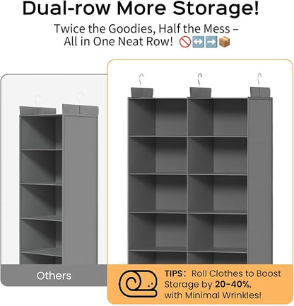 Dual-Row Hanging Closet Organizer – Foldable Clothes Storage Shelves - Image 3