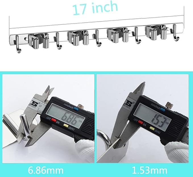 Broom Mop Holder Wall Mount Stainless Steel Tool Hanger Storage Organizer - Image 2