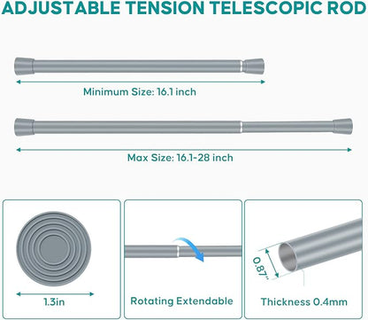 Silver Grey Adjustable Shower Curtain Rod 16-28 Inches 1 pc, 7/8" Diameter - Image 2