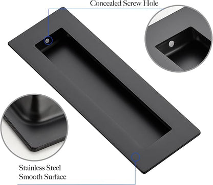 Ravinte 8 Pack Black Sliding Closet Door Handles Black Flush Pulls 5.9in Length - Image 4