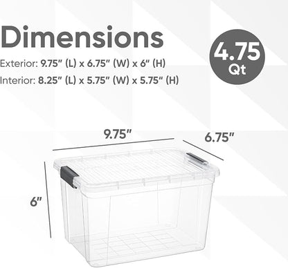 Superio Storage Bins with Lids- 6 Pack, 4.75 Qt Clear Boxes - Image 2