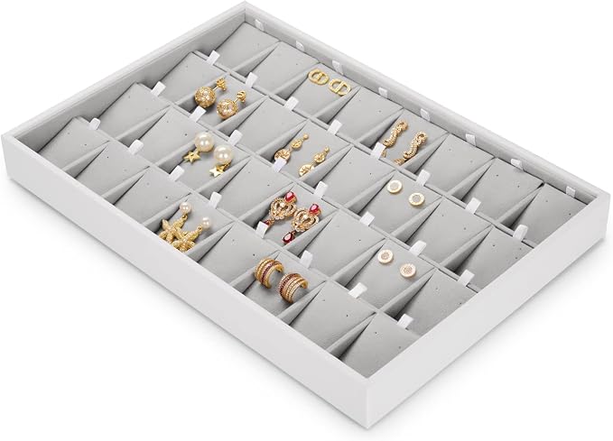 Oirlv Velvet Stackable Jewelry Tray 32 Grids Earrings Organizer Display - Image 11
