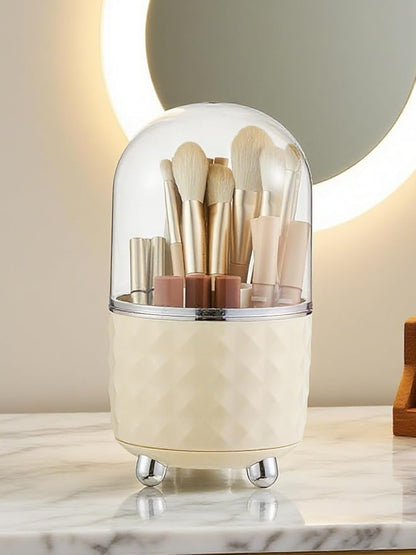 Makeup Brush Holder with Dustproof Lid, 360 Rotating Makeup Brush Organizer - Image 2