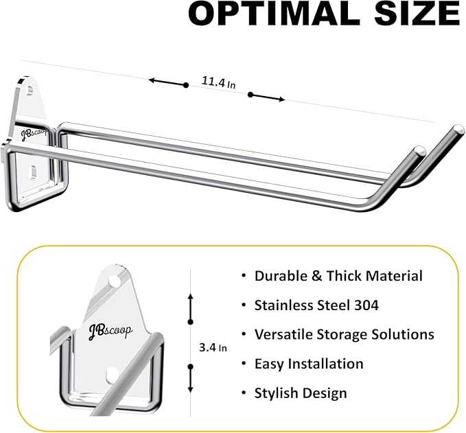 JBscoop 4 Stainless Steel 304 Garage Hooks, Heavy Duty Organizer & Wall Mount - Image 7