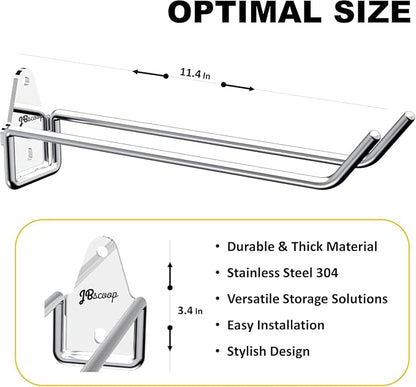JBscoop 4 Stainless Steel 304 Garage Hooks, Heavy Duty Organizer & Wall Mount - Image 7