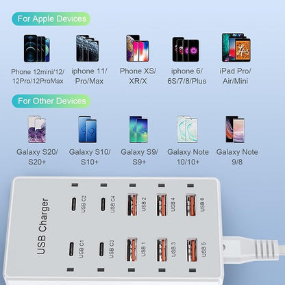 USB C Charging Station Cell Phone Wall Charger 10Ports USBC Fast Charging Power - Image 3
