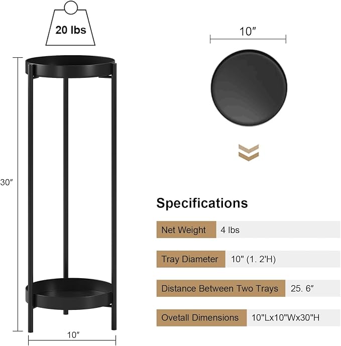 2 Tier Metal Flower Plants Holder, - Image 3