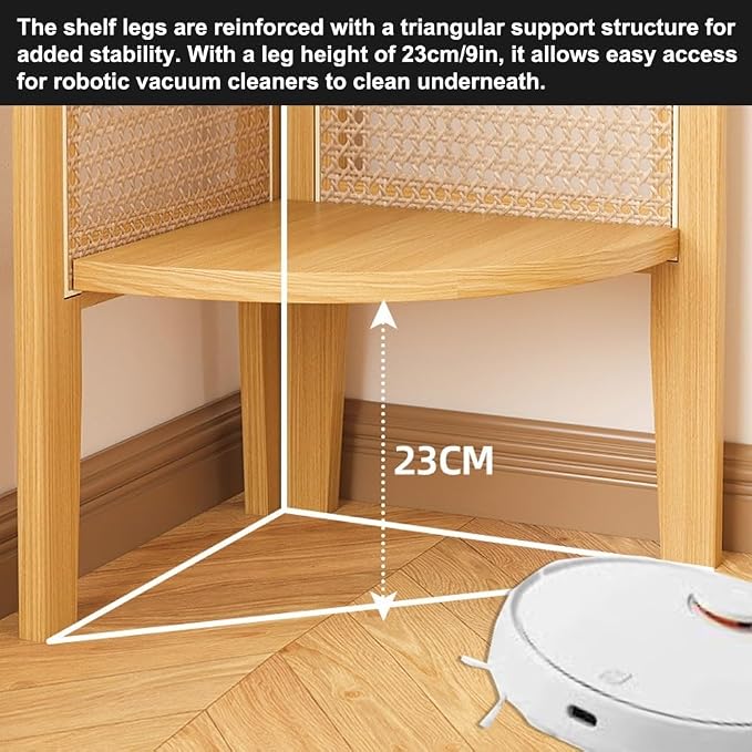 5-Tier Corner Shelf Bookcase, Fan-Shaped Corner Shelf Unit, Wood Frame & Resin - Image 4