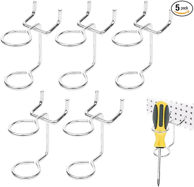 5Pcs Pegboard Screwdriver Holder Tool Organizers Double-Ring Peg Board Hang by Unknown