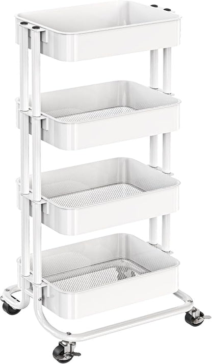 Pipishell 4 Tier Metal Rolling Utility Cart, Heavy-Duty Storage Rolling Cart by Pipishell