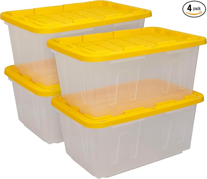 CX BLACK & YELLOW, 27-Gallon Heavy Duty Clear Storage Container & Snap-Tight Lid by BLACKYELLOW