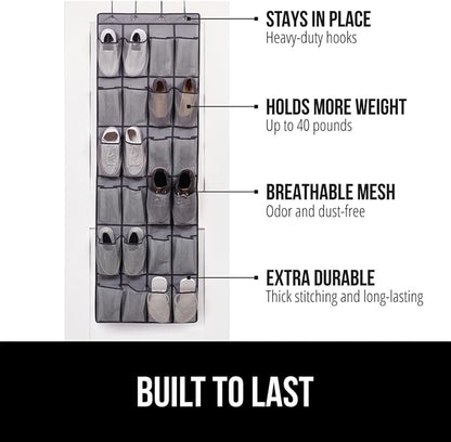 GORILLA GRIP Over the Door Shoe Organizer, 24 Extra Large Breathable Mesh - Image 2