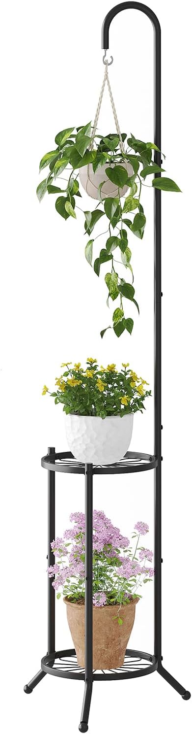 2 Tier Hanging Plant Stand, Indoor Outdoor Corner Plant Shelf, Space-Saving by Unknown