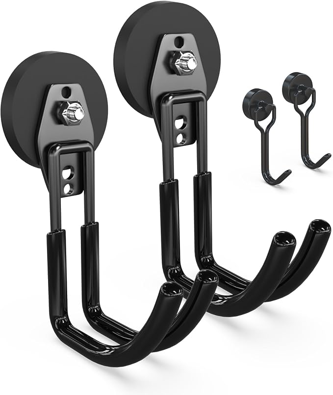 3-H Heavy Duty Magnet Garage Hooks 2 Pack, J Shape Strong Magnetic Hooks by 3-H