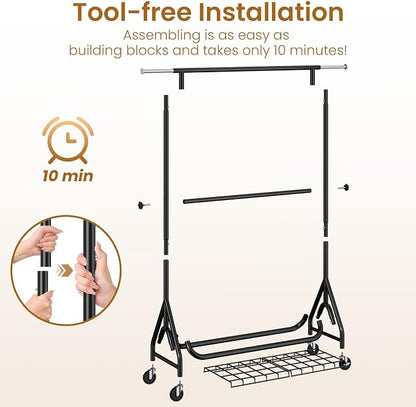 Double Rods Clothing Rack, Heavy Duty Clothes Rack - Image 5