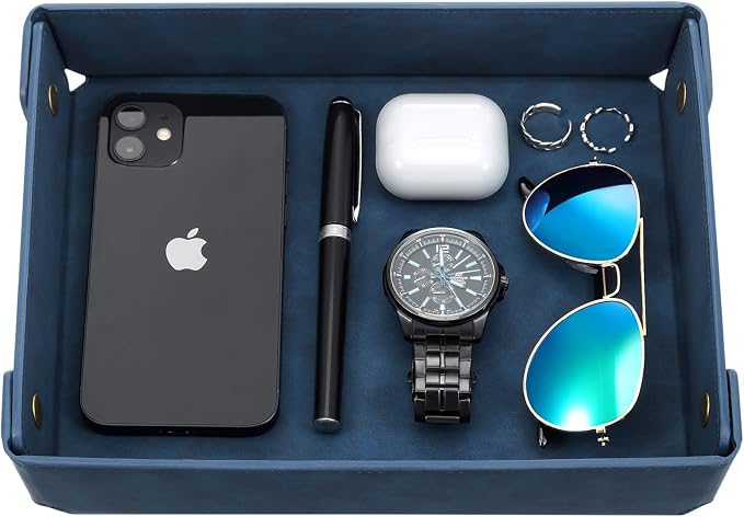 CASIRENA Father's Day Gifts Faux Leather Valet Tray Organizer by CASIRENA