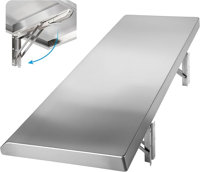 Stainless Steel Folding Concession Shelf 48" x 18" | Heavy Duty Drop Down by Toriexon