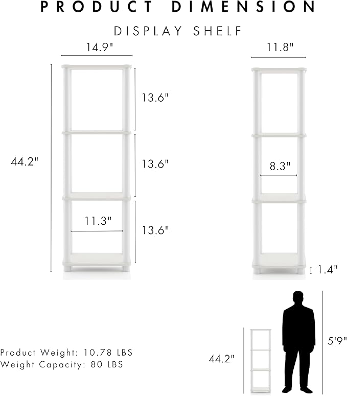 Homes: Inside + Out Apexa Modern 4-Tier Narrow Shelving Units, Collectibles - Image 3