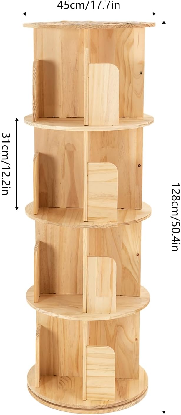 LOYALHEARTDY Rotating Bookshelf 360 Display 4 Tier Floor Standing Bookcase - Image 3