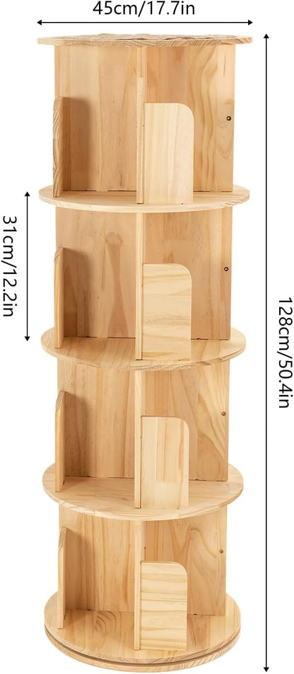 LOYALHEARTDY Rotating Bookshelf 360 Display 4 Tier Floor Standing Bookcase - Image 3