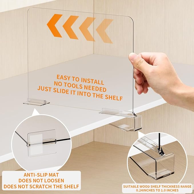 Yieach 6 Pack Acrylic Shelf Dividers - Image 5