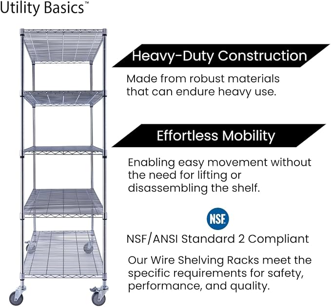 NSF Commercial 5-Tier Wire Shelving - Image 9