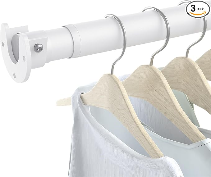 3 Pack Closet Rods for Hanging Clothes, 17 to 69 Inch Heavy Duty Stepless by ForYourHome