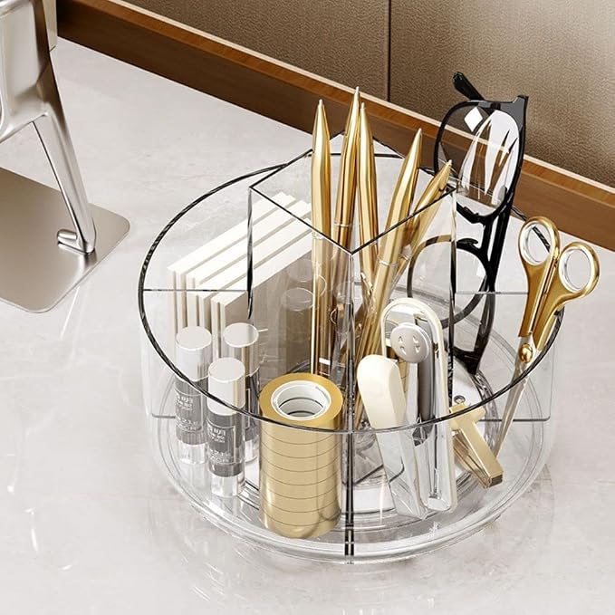 LINFIDITE 360 Rotating Makeup Organizer Clear Cosmetic Storage Holder Tray - Image 2