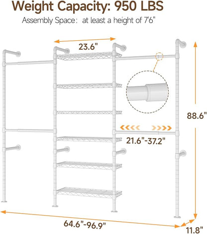 ONBRILL H3 Expandable Wall Mounted Closet System, 5.4FT-8.1FT Closet Organizer - Image 2