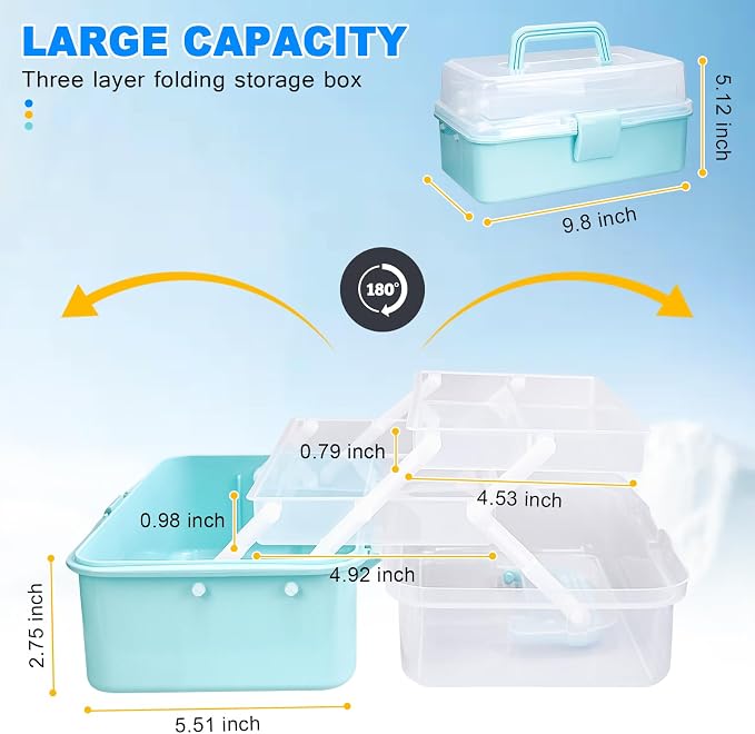 10Inch Tackle Box Organizer and Storage, Three-Layer Sewing Box - Image 2