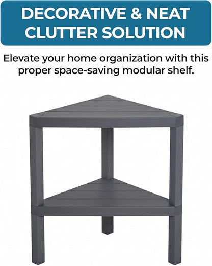 Honey-Can-Do 2-Tier Plastic Corner Storage Shelf, kitchen or office - Image 4
