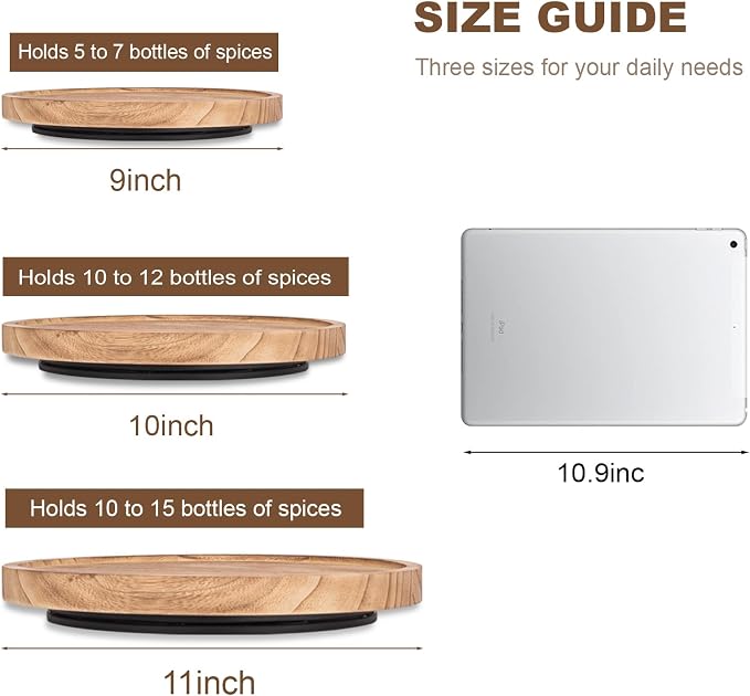 Wood Lazy Susan Organizer Kitchen Turntable - Image 5