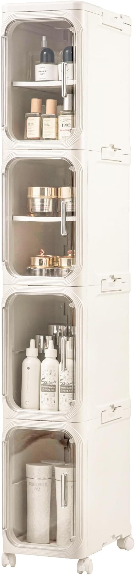 4-Tier Slim Tall Narrow Bathroom Storage Cabinet, Cream White by Lifelongpal