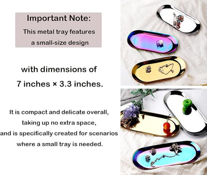 Stainless Steel Decorative Tray, 7 Inch Long, Jewelry Dish Cosmetics Organizer - Image 5